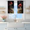Mushroom Printed Curtain for Home Decor - Rod Pocket Window Treatment for Bedroom, Kitchen, Living Room