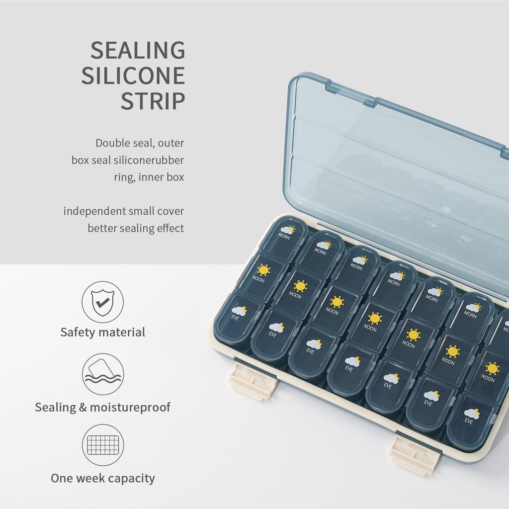 Portable 28 grid weekly medication dispensing kit, travel kit with silicone tray, 7-day medication dispenser, Mother's Day gift