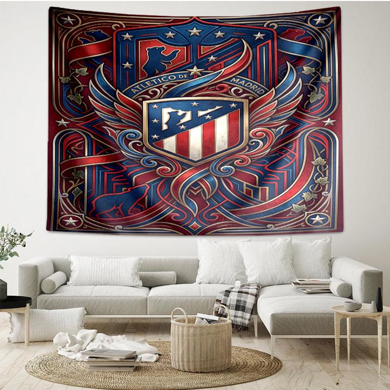 Atletico de Madrid Print Tapestry - Portable Wall Decor Cloth, for Home, Dorm, Travel, Bedroom, Living Room - Ideal Birthday Housewarming Gift