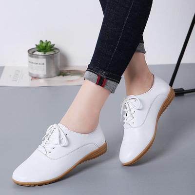 Женская обувь на осень, большой размер, студенческая обувь для женщин, корейский стиль, студенческая обувь из натуральной кожи, белая обувь для женщин, плоская повседневная обувь