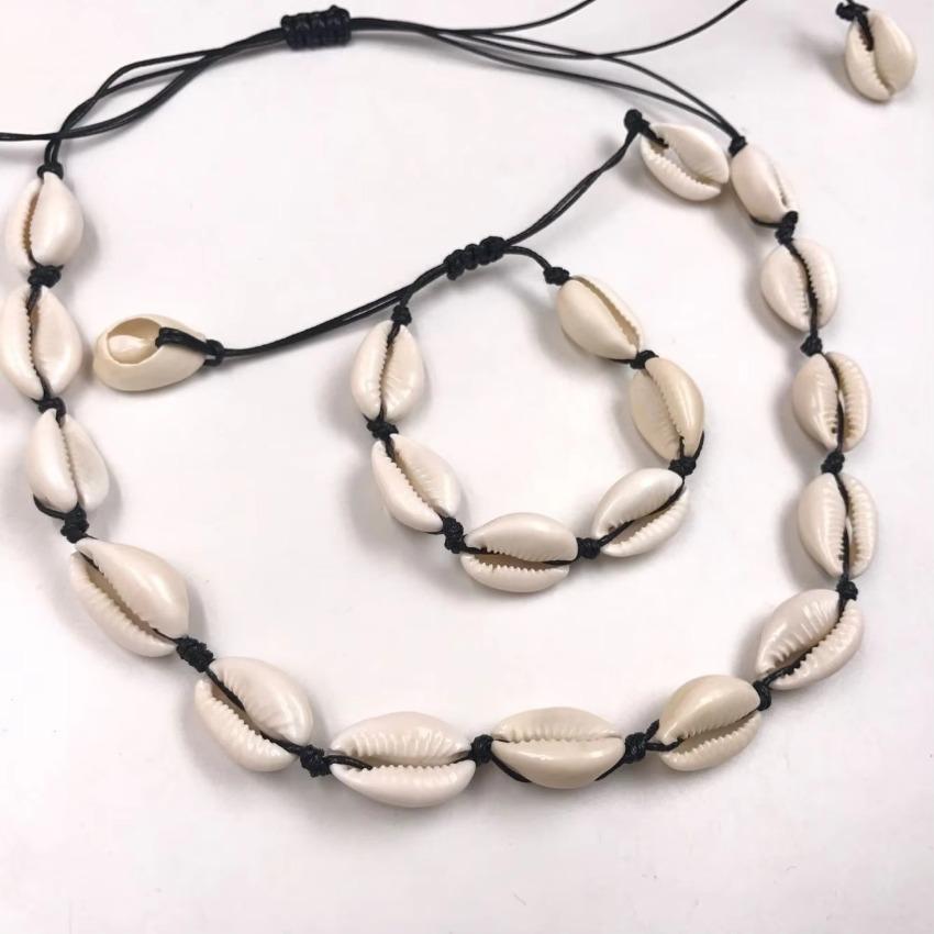 1 шт. Натуральный простой повседневный женский подарок Модный универсальный регулируемый браслет-ракушка из морской веревки, набор ожерелий, ювелирное ожерелье