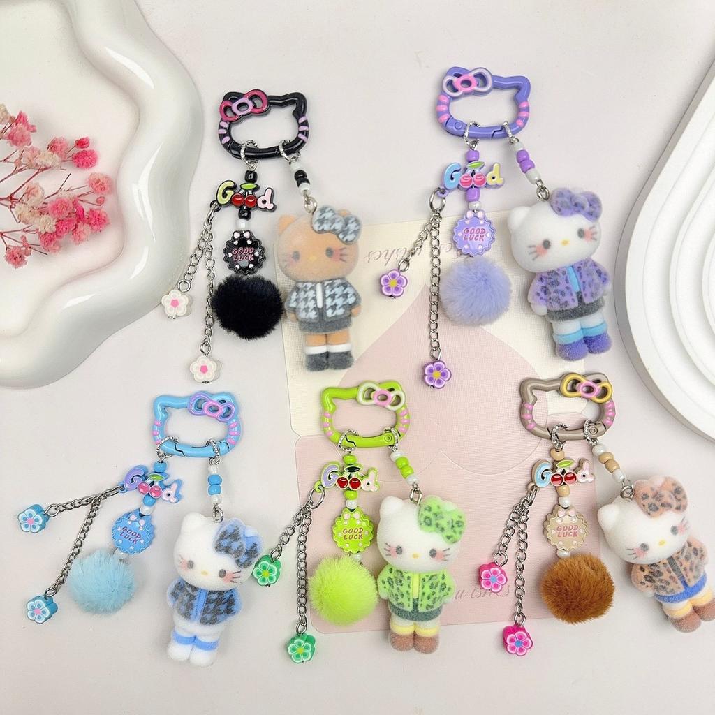 Hello Kitty Keychains for Bag Cartoon Sanrio Pendent Key Chains Anime Long Leg Kitty Keyring Phone Charm Kawaii Kids Gifts