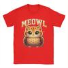 Meowl Funny Meow Cat Owl Brainrot Meme 100 Cotton TShirt For Unisexs Beach Vintage T Shirts O Neck Hippie Tees Plus Size Clothes