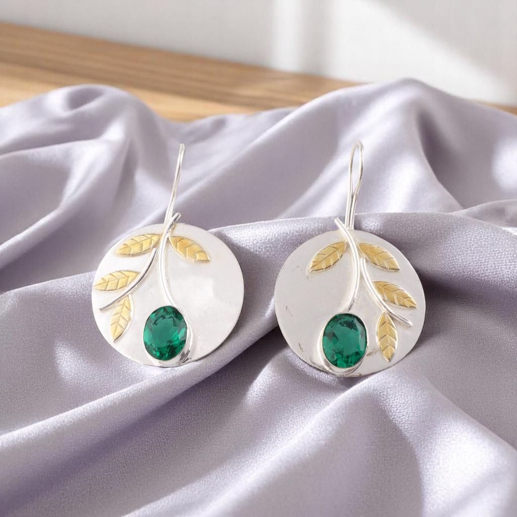 Chrome Diopside Gemstone 925 Sterling Silver Jewelry Handcrafted Earrings 1.73" EE-176-12