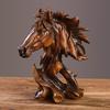 Horse Head Statue Rustic Animal Bust Sculpture Resin Retro Ornament for Office Living Room Bookshelf Fireplace Tabletop