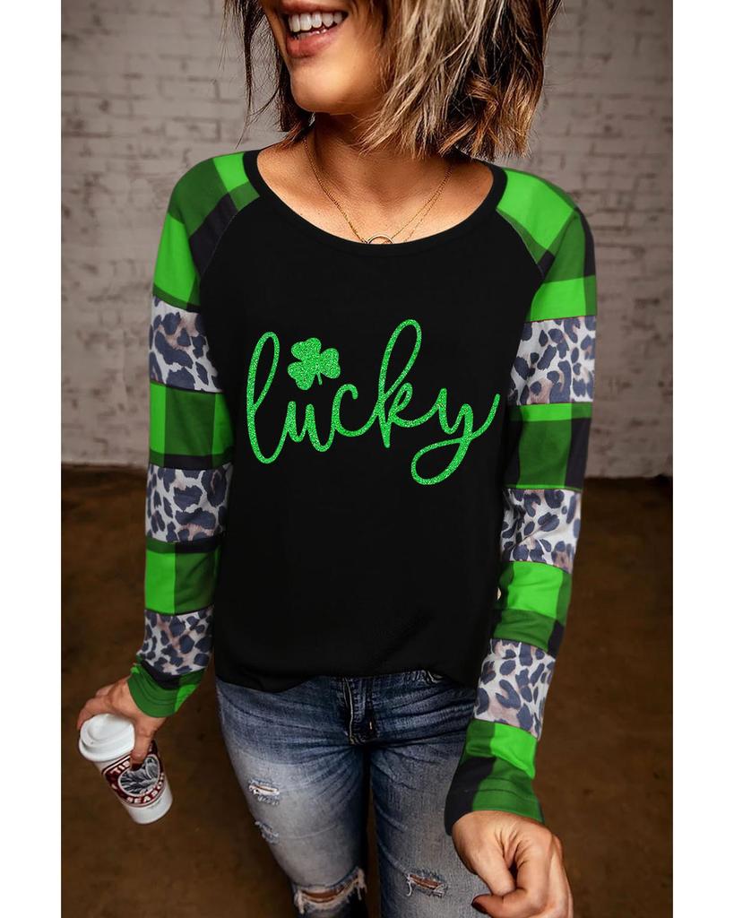 Azura Exchange Топ с леопардовым принтом Lucky Clover и блестками