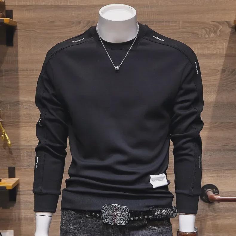 Men's 2023 Korean Style Slim Fit Round Neck Sweatshirt: Trendy Autumn/Winter Pullover Jacket