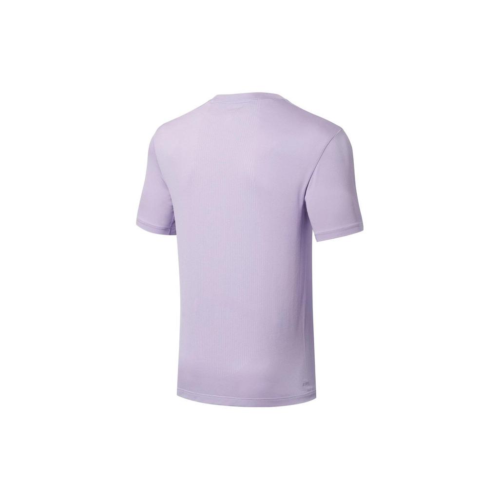 Футболка унисекс с коротким рукавом и круглым вырезом Li Ning Ping Pong Rookie Series с логотипом, быстросохнущая, сиреневая ATST033-5