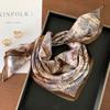 National Style Butterfly Flower Love, Silk Mulberry Silk Blue Small Silk Scarf Square Scarf Women'S Spring And Autumn Neck Protection Scarf Thin Scarf