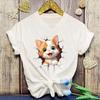 Hot Cute Cat Print Short Sleeve T Shirts Women Casual Shirts Summer Women'S Crew Neck T-Shirts
