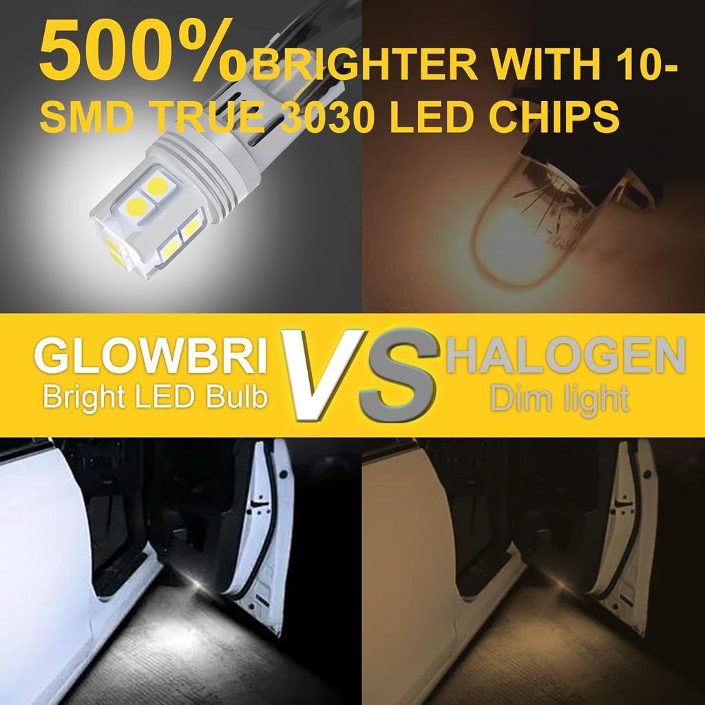 194 Led Bulb, 10 SMD 3030 Lamp Beads, 168,175,T10, 2825, W5W Replacement Bulbs, Suitable for License Plate Bulb, Interior Lights, Map Lights,