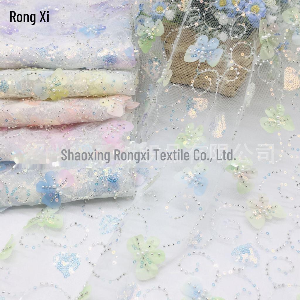 3 мм бусины-пузырьки и пайетки, сетчатая ткань в виде бабочек для детских юбок с вышивкой