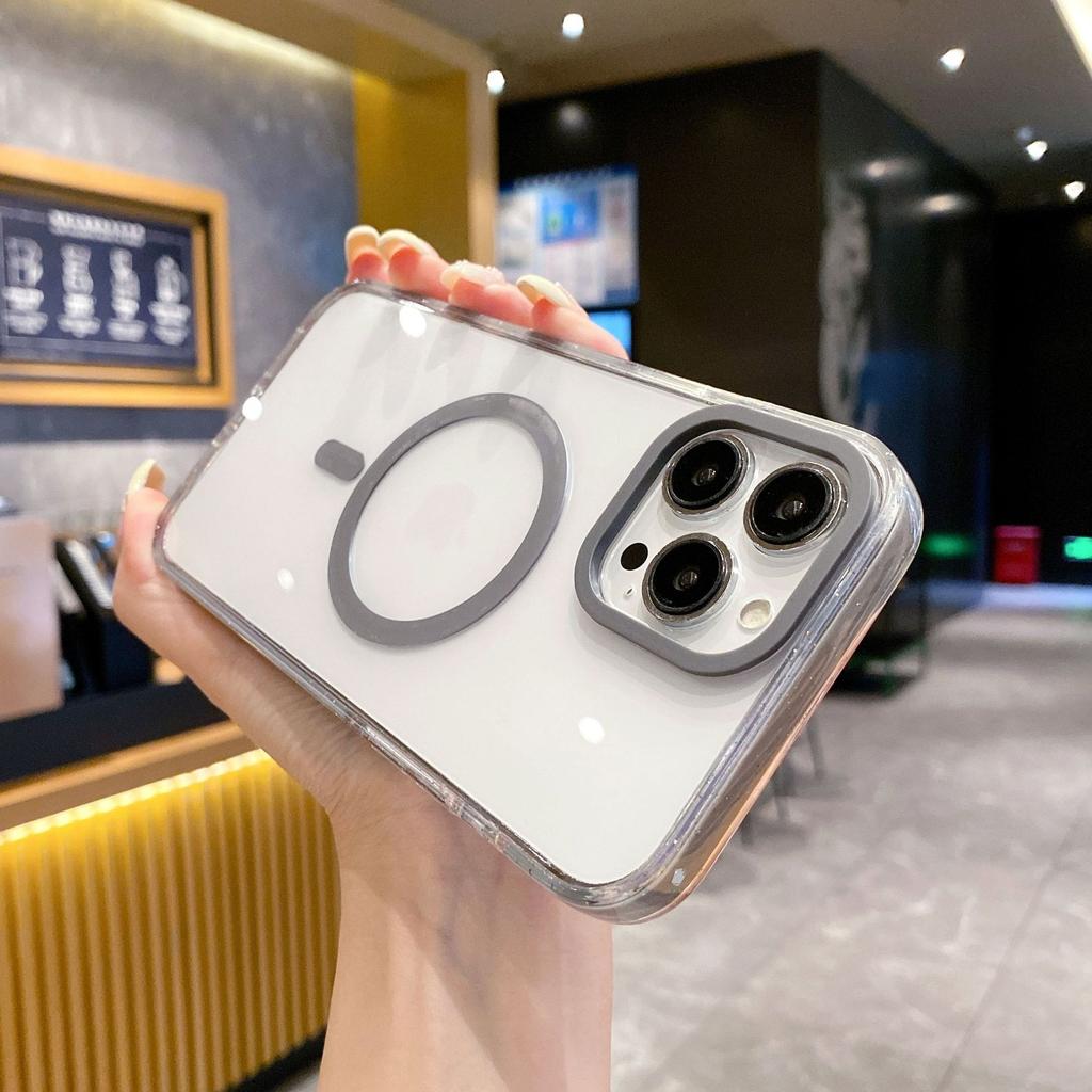 Transparent Magnetic Suction for Apple 16Pro Phone Case for IPhone15Promax All-inclusive 14 Anti-fall 13 Acrylic