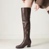 Women's High-heeled Boots Sexy European and American Style Autumn and Winter New Item Solid Color Thick Heel Plus Size Knee High Boots