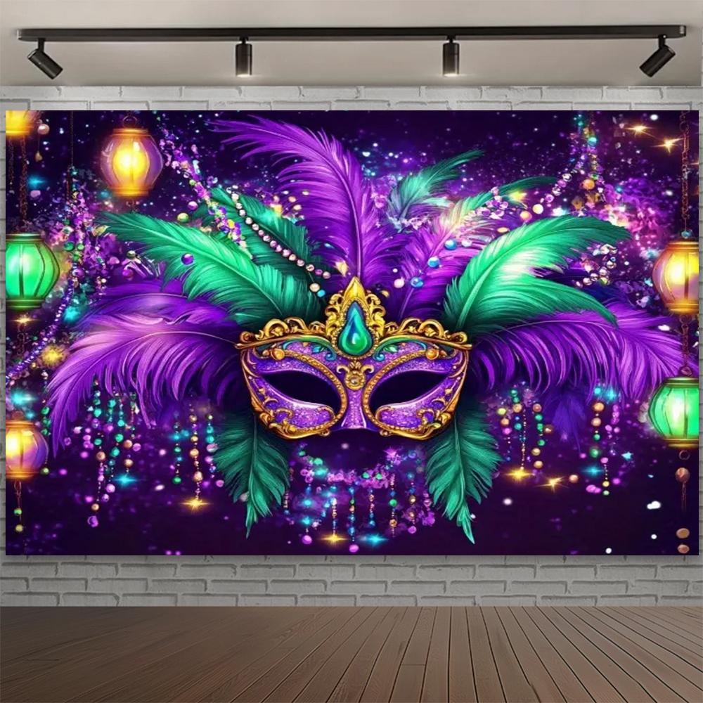 Carnival Mask Ball Theme Party Photography Background, Adult Birthday Party, Family Party Decoration Photography Backdrop Cloth
