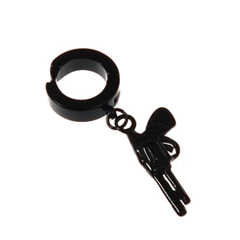 Серьги Simplicity, клипса для ушей в виде геккона, 1 шт., панк, без проколотых ушей, серьги-гвоздики для мужчин и женщин, рука призрака, титановая сталь, серебристо-черная железная башня