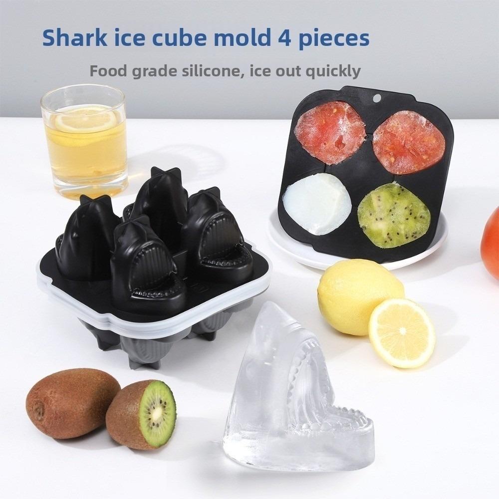 Shark Ice Ball Mold 4 Grids Ice Maker Funny Popsicle Molds  for Summer