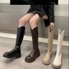 Brown Thick-soled Small Medium Tube Long Boots 2025 Autumn and Winter Women's Shoes New Tall Tube Long Tube Foreign Style Knight Boots