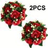 2Pcs Artificial Flower Wreath, New Year Decoration, Wedding Scene Props, Floral Arrangement Ornament, Table Party Home Decor, Fake Flowers, Hotel