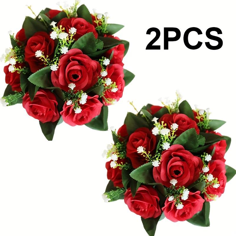 2Pcs Artificial Flower Wreath, New Year Decoration, Wedding Scene Props, Floral Arrangement Ornament, Table Party Home Decor, Fake Flowers, Hotel