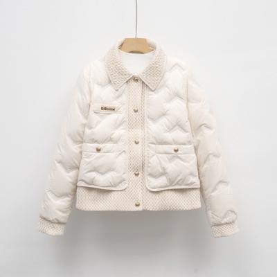 Пуховик Pinghu женский короткий новый осенний пуховик легкий пух белого утенка с тиснением лацкан куртка