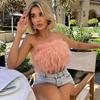 Party Crop Top Sexy Fluffy Skin-touch Sleeveless Off Shoulder Lady Camisole Night Party Clothes