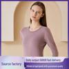 Women's Thickened Thermal Underwear Set - Warm Ginger with Velvet Lining, Ideal for Autumn, Temperature-Regulating Lambskin Base Layer.