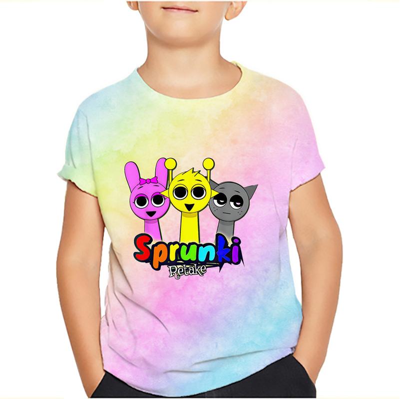 Sprunki Incredibox Детская футболка для девочек Игровые летние топы для малышей Футболки для малышей Детская одежда Футболки с героями мультфильмов Повседневная одежда с коротким рукавом