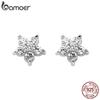 Женские серьги-гвоздики BAMOER из стерлингового серебра 925 пробы с пятиконечной звездой, блестящие мини-серьги с цветами, ювелирные украшения