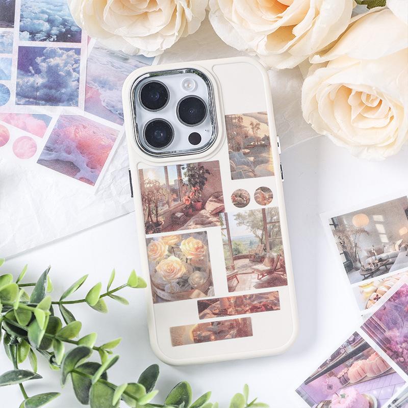 Милая наклейка с пейзажем для девочки, цветочный океан, закат, природный пейзаж, канцелярская наклейка, DIY Декор, наклейка для скрапбукинга