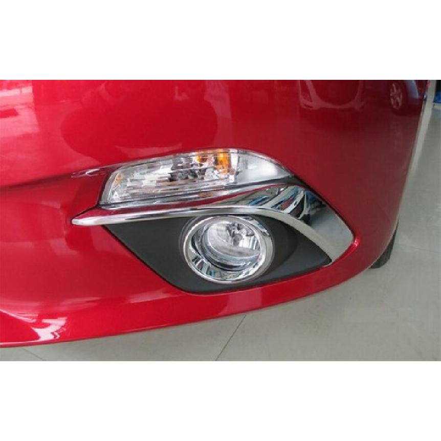 Chrome Front Fog Light Trims Eyebrow For 2014-2016 Mazda 3 BM