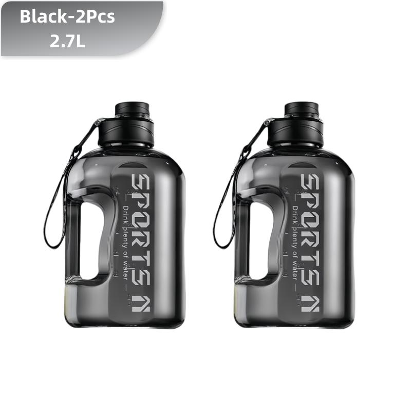 1.7/2.7L Large Capacity Sports Water Bottle Plastic Drinking Bottles with Time Scale Outdoor Camping Hiking Gym Men Water Kettle