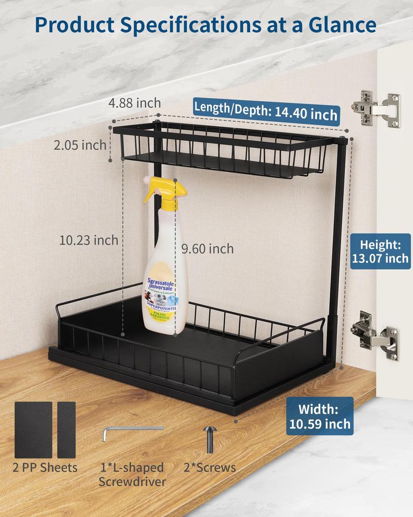 Органайзер и хранение под раковиной, выдвижной шкаф-органайзер, 2-уровневая выдвижная полка для раковины, шкаф для хранения, полки для кухни