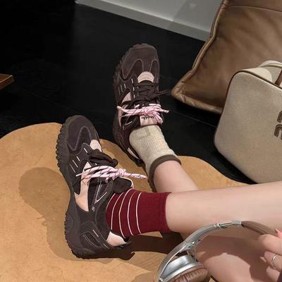 Женские ретро кроссовки на толстой подошве для тренировок с увеличением роста - Осенние повседневные кроссовки с цветовыми блоками