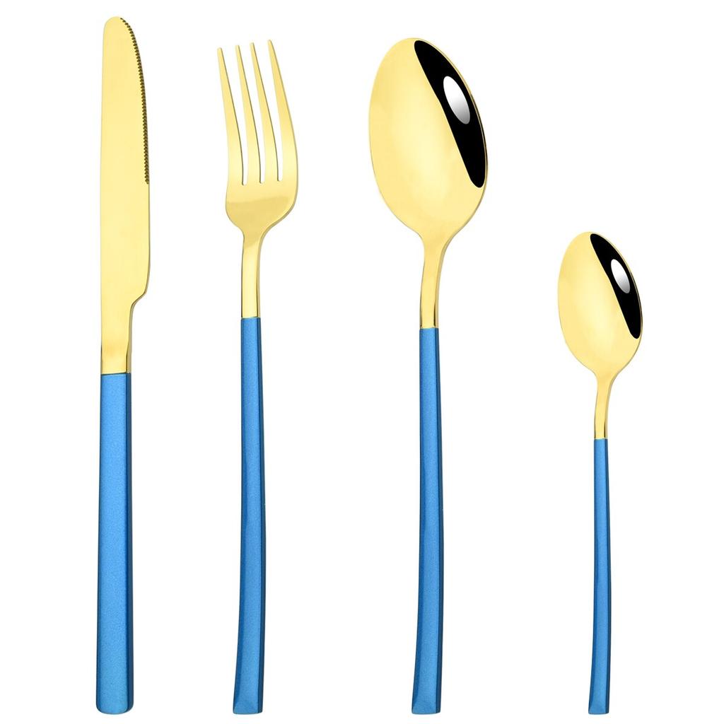 4Pcs Black Gold Cutlery Set Knives Fork Spoon Dinner Tableware Stainless Steel Dinnerware Party Kitchen Flatware Silverware Set