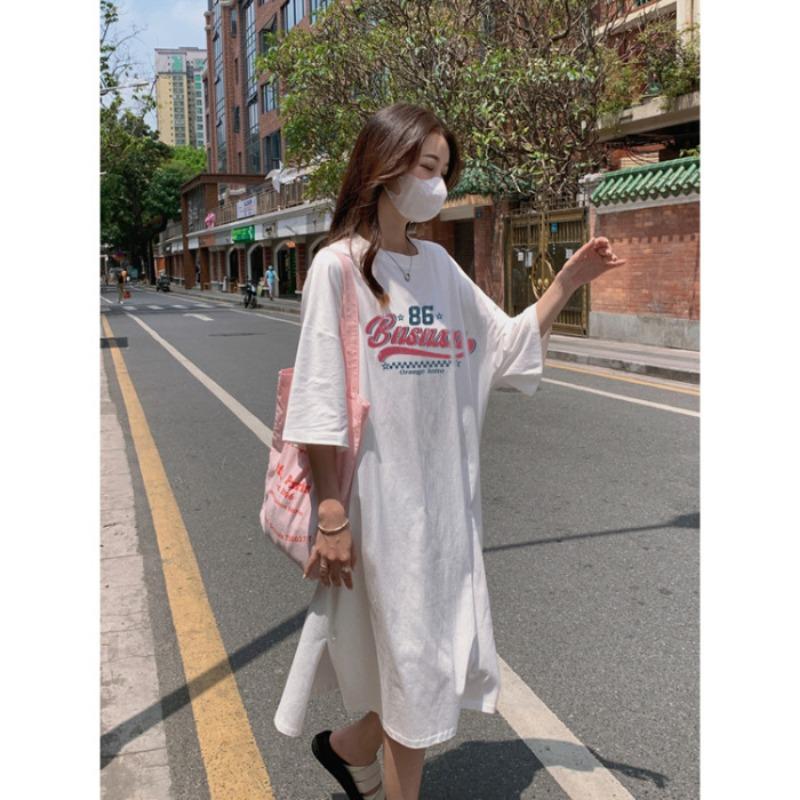 Женское летнее повседневное свободное и тонкое домашнее платье с короткими рукавами, подходящее ко всему