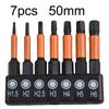 7pcs 50mm Screwdriver Bit Set Magnetic Hex Head 1/4 Shank Screwdriver Bit Electric Hexagonal Bit Screwdriver Socket Bit H1.5-H6