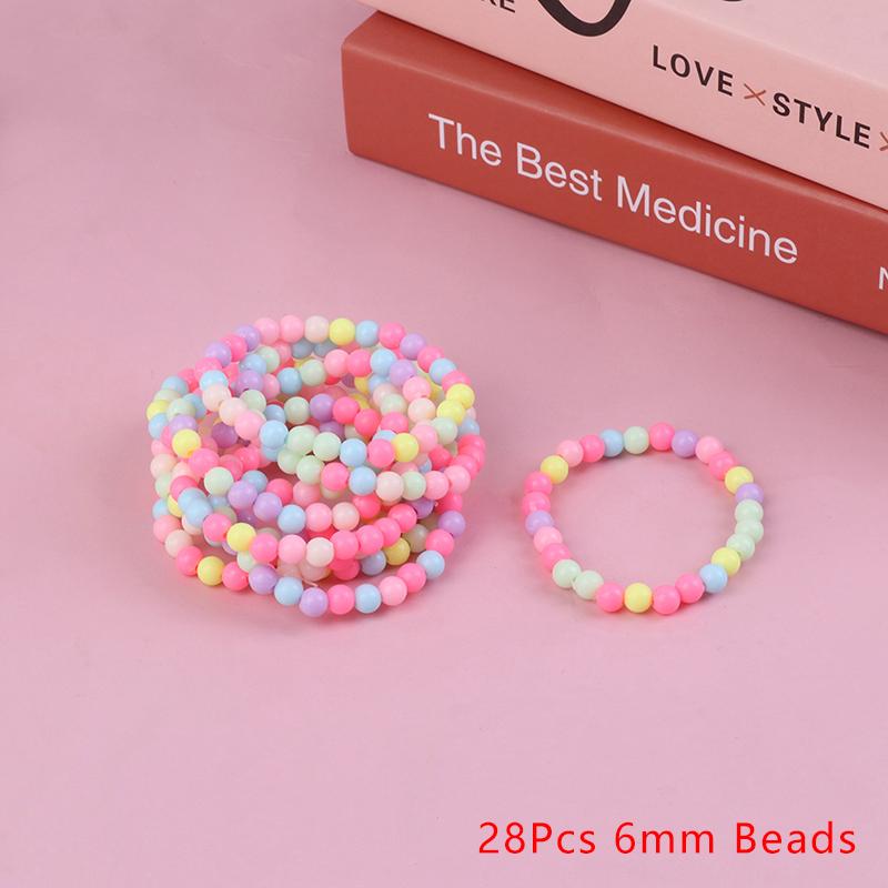 10 шт., детский браслет с подвесками для девочек, детские разноцветные эластичные браслеты из жемчуга и бусин