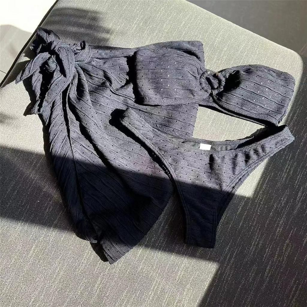 Сексуальный женский купальник бикини со средней талией, женский купальник, комплект бикини из трех частей, купальный костюм для купания