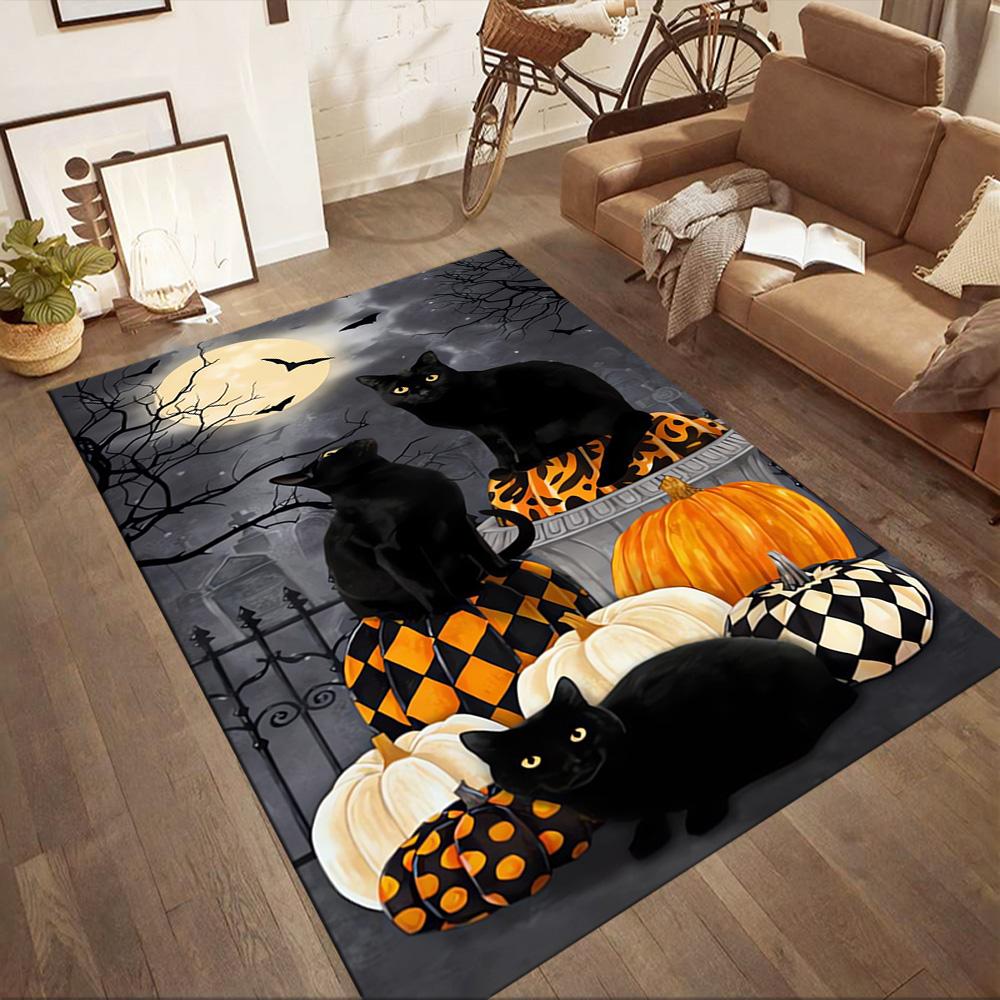 Sugar Skull Pumpkin Art Floor Mats for Living Room, Bedroom and Room Decoration Are Suitable for Gifts.