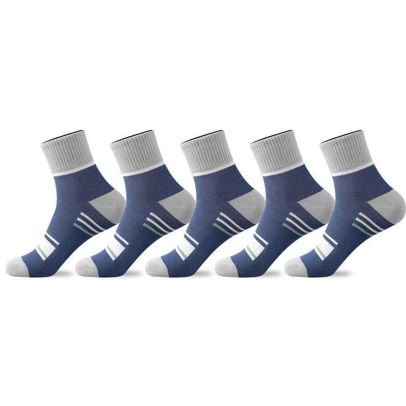 5/10 Pairs Men's Mid-calf Sports Socks Striped Breathable Cotton Socks Casual Socks Lot