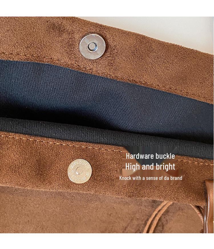 Large Capacity Casual Dark Suede Tote - Versatile Autumn/Winter Commute Shoulder Bag