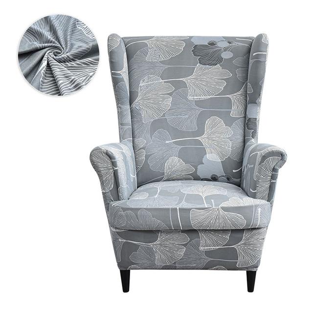 Printed Wing Chair Cover Stretch Spandex Armchair Covers Nordic Washable Relax Sofa Slipcovers Cushion Cover For Wed Decor