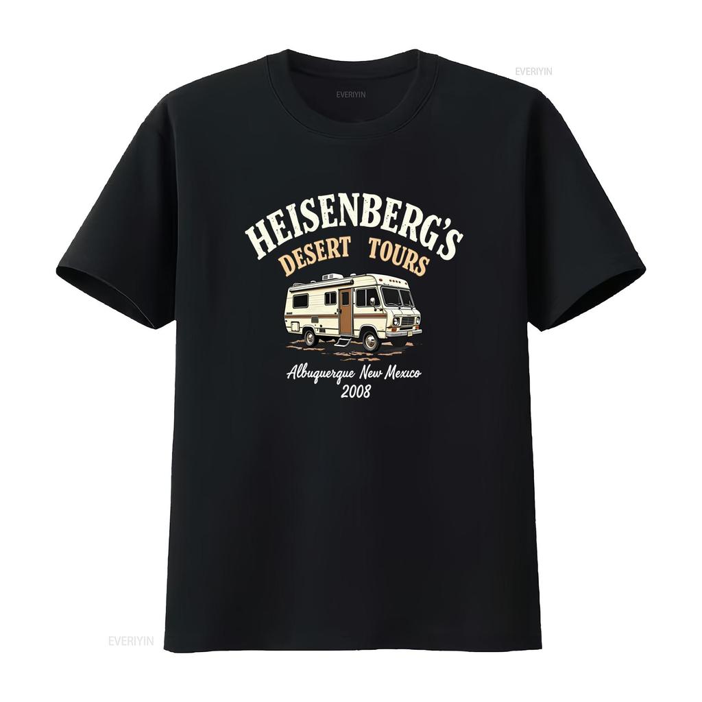 Unisexs Hisenbergs Desert Tours T Shirt Lightweight Blend With Black Golden Print Casual Crew Neck All Season Vintage