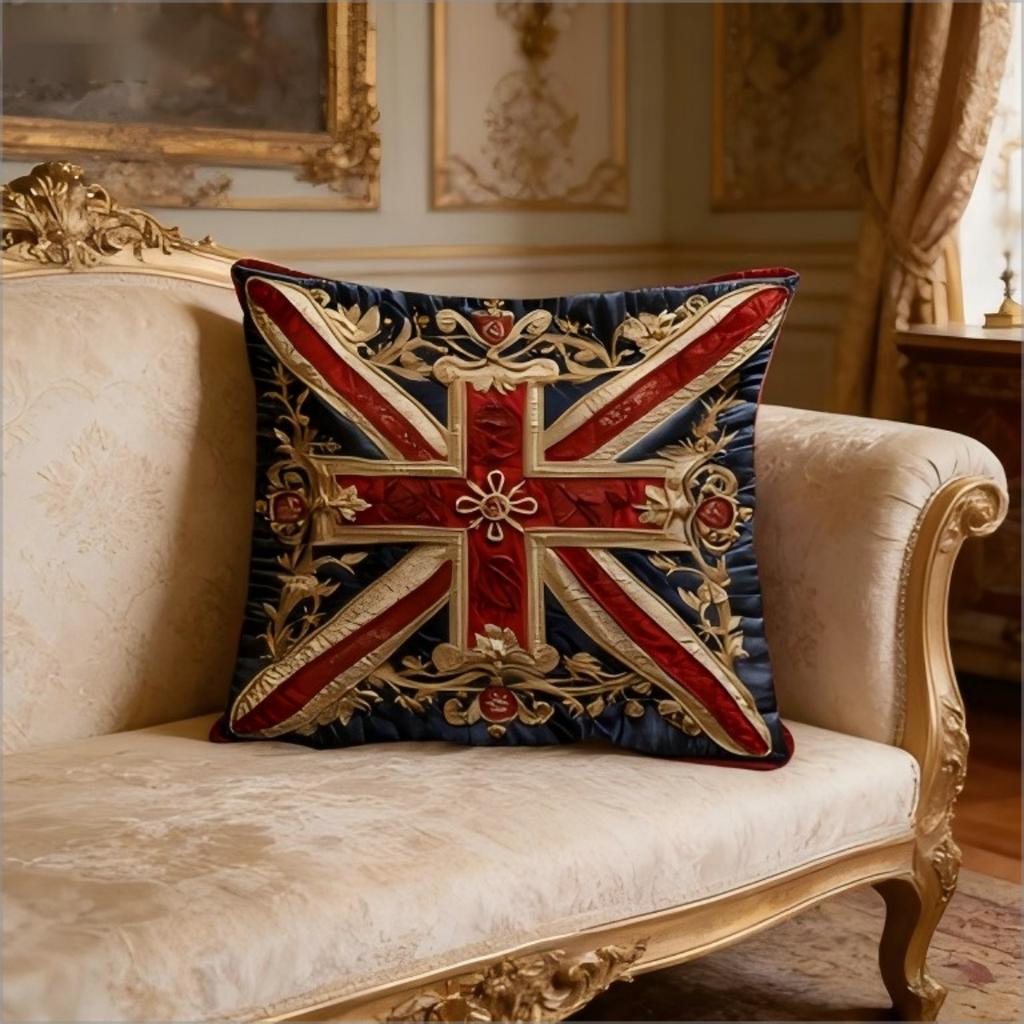 2D Printed Luxury Union Jack Pillow Cover Vintage Baroque Gold Effect Soft Throw Pillow Case For Uk Home Decor Gift