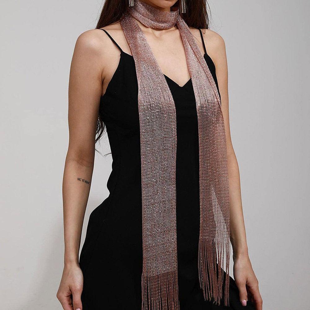 Nightclub Sunscreen Shawl Bright Silk Evening Dress Scarf Fashion Shiny Necklace