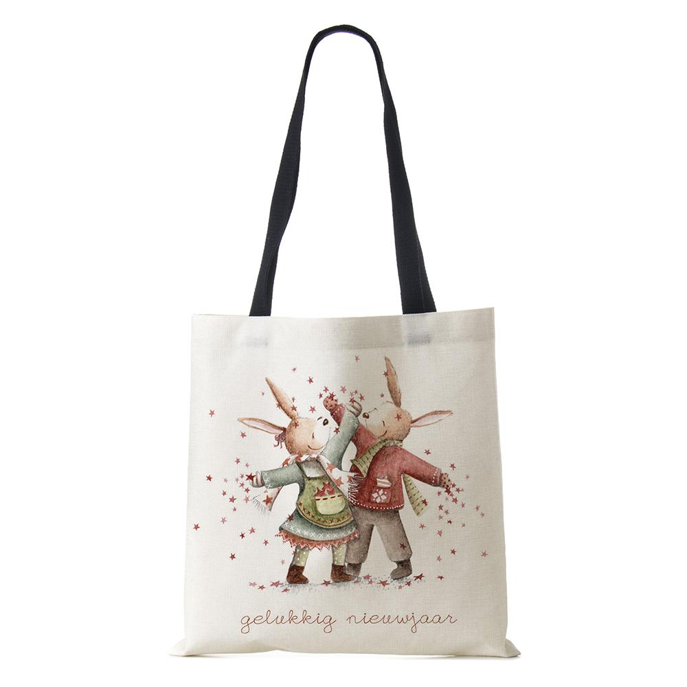 Холщовая сумка-шоппер Харадзюку Мультяшный Рождественский Лосьженская Сумка через плечо Корейская Многоразовая Большой вместимости Складная Сумка-тоут Сумки KTY