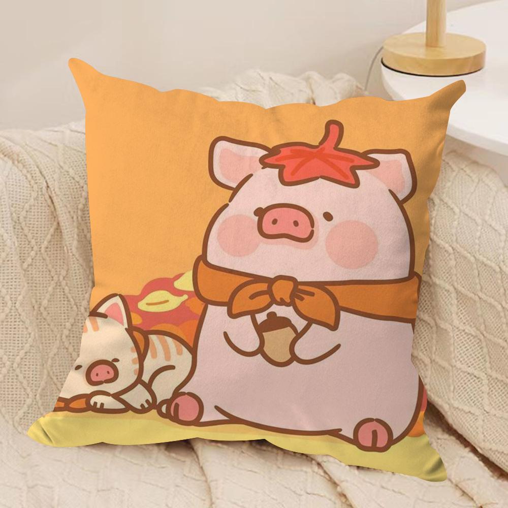 Мультяшная Розовая Наволочка L-Lulu Pig из Шелковистого Короткого Плюша, Двусторонняя Печать, для Подушки на Диван, Декор для Дома на Все Сезоны, Подарок