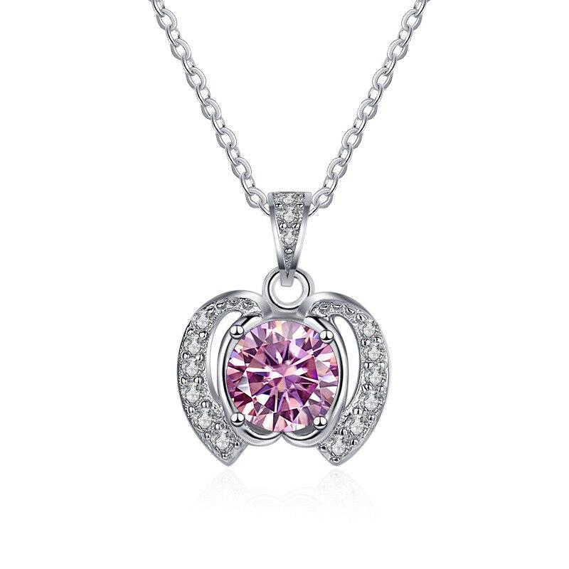 Bague Ringen Трендовое женское круглое ожерелье из муассанита весом 1 карат, подвеска в форме яблока, цепочка на ключицы, серебро 925, ювелирные изделия на Рождество