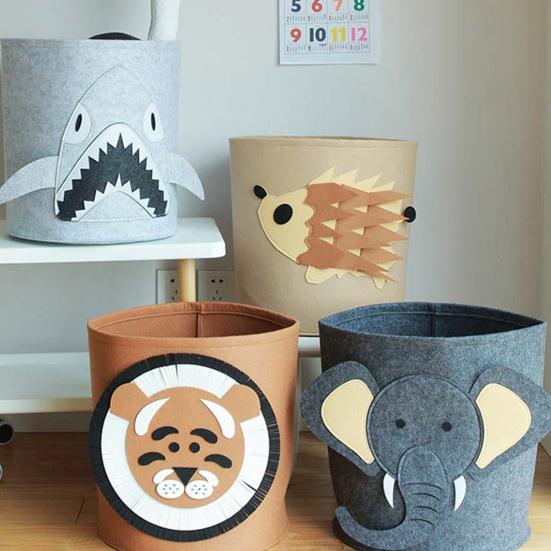 Корзина для белья с рисунком животных, компактная фетровая одежда, сумка для хранения игрушек для дома